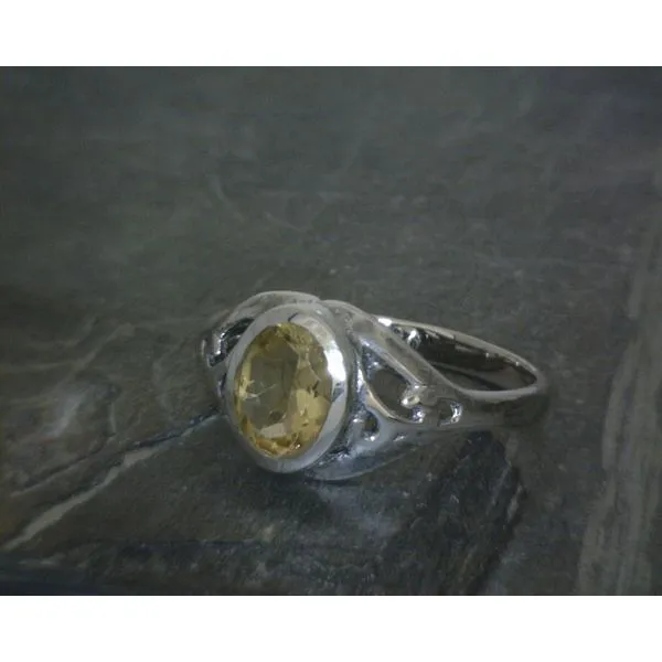 SS BZ Oval Citrine W/ Cutout Band SZ9 Vulcan's Forge LLC KANSAS CITY, MO
