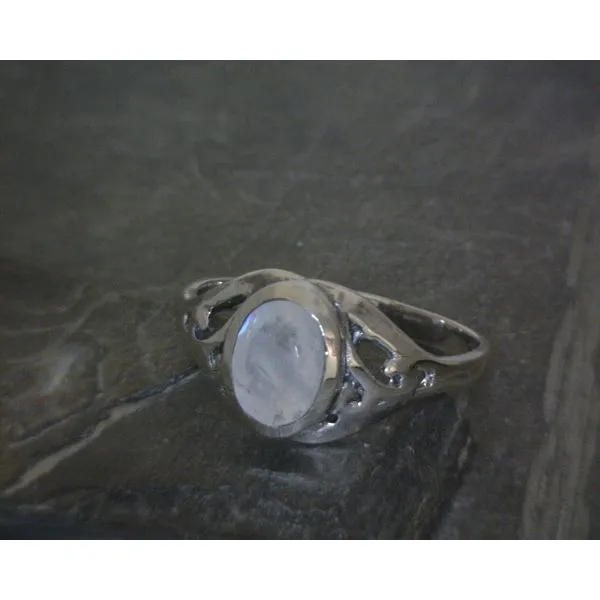 SS BZ Oval Moonstone W/ Cutout Band SZ10 Vulcan's Forge LLC KANSAS CITY, MO