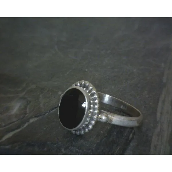 SS BZ Oval BlackTourmaline W/Rope Detail Ring SZ8 Vulcan's Forge LLC KANSAS CITY, MO