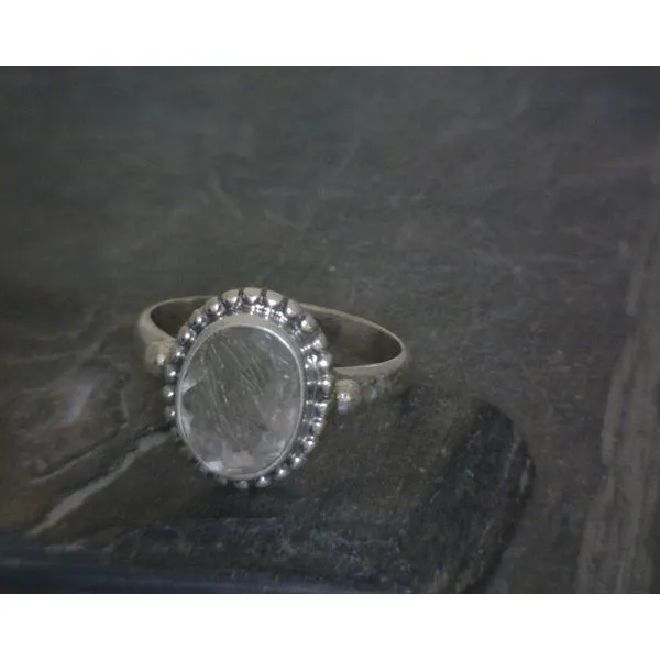 SS BZ Oval Rutilated Quartz W/Rope Detail Ring SZ5 Vulcan's Forge LLC KANSAS CITY, MO