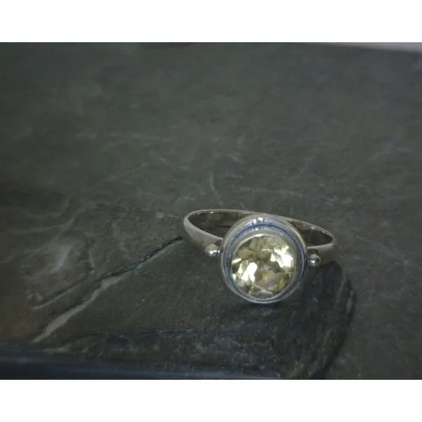 SS BZ Circle Citrine W/Bead Details On The Band Sz3 Vulcan's Forge LLC KANSAS CITY, MO