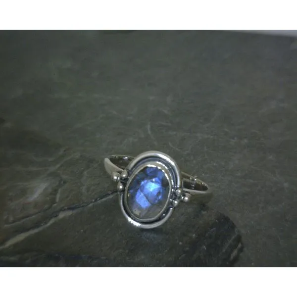 SS BZ Oval Labradorite W/Bead Details On The Band Sz3 Vulcan's Forge LLC KANSAS CITY, MO