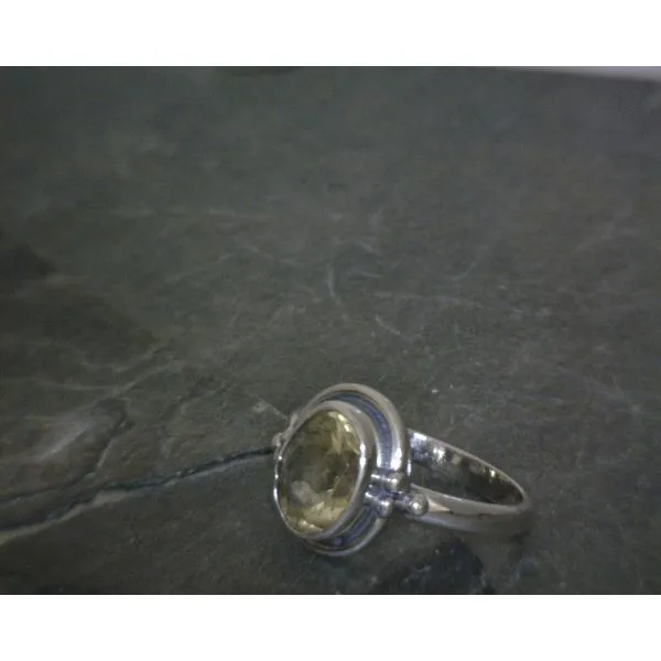 SS BZ Oval Citrine W/Bead Details On The Band Sz3 Vulcan's Forge LLC KANSAS CITY, MO