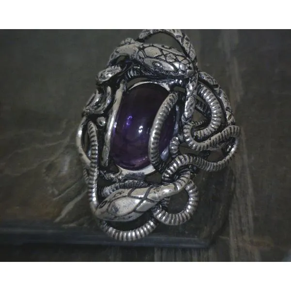 SS Oval Cab Amethyst Set In Snake Cluster Ring Vulcan's Forge LLC KANSAS CITY, MO