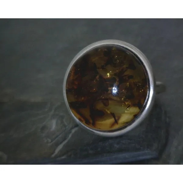 SS Round Amber Bezel Ring Vulcan's Forge LLC KANSAS CITY, MO