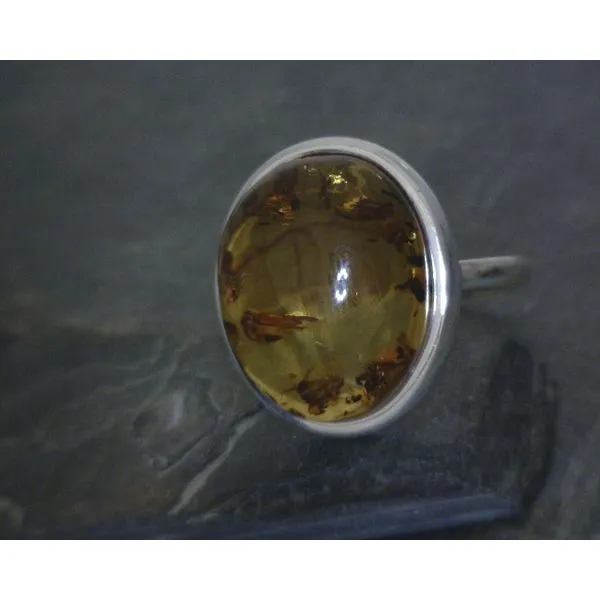 SS Oval Amber Bezel Ring Vulcan's Forge LLC Kansas City, MO