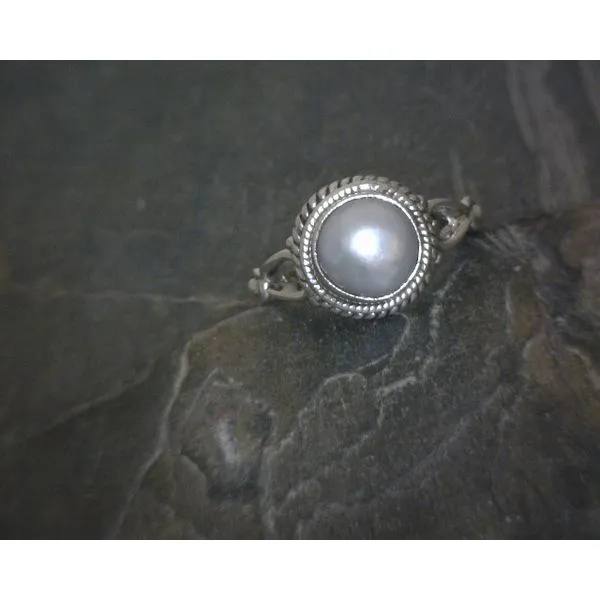 SS BZ Round Pearl W Rope & Scrollwork Ring Vulcan's Forge LLC KANSAS CITY, MO