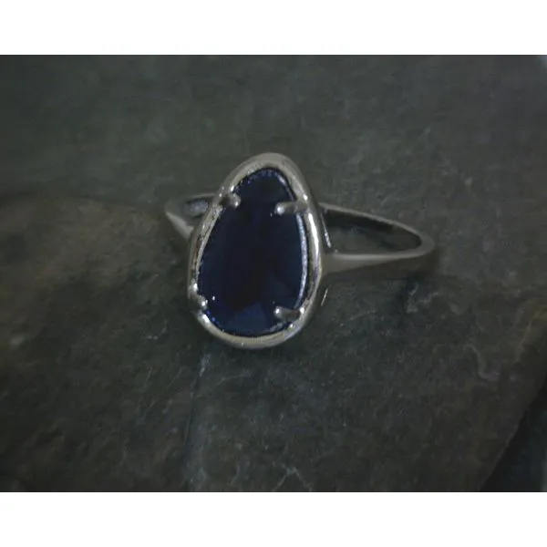 SS Tear Drop Faceted Four Prong Set Blue Stone Ring Vulcan's Forge LLC KANSAS CITY, MO