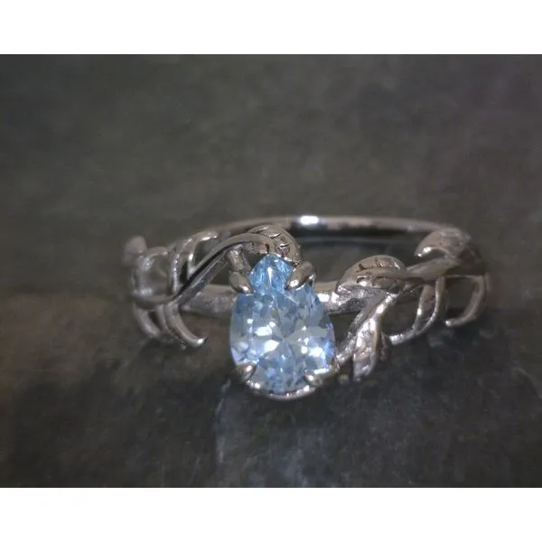 SS TearDrop Facetted Blue Topaz W/ Leaf Detail Vulcan's Forge LLC KANSAS CITY, MO