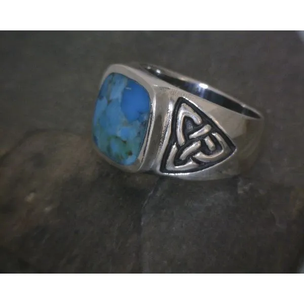 SS BZ Square Cab Turquoise W/ Celtic Knot Band Vulcan's Forge LLC KANSAS CITY, MO