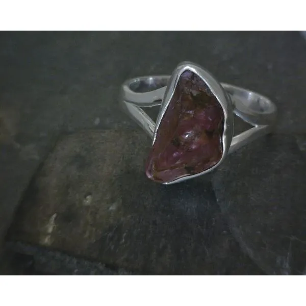 SS BZ Free Form Raw Tourmaline Split Band Ring Vulcan's Forge LLC KANSAS CITY, MO