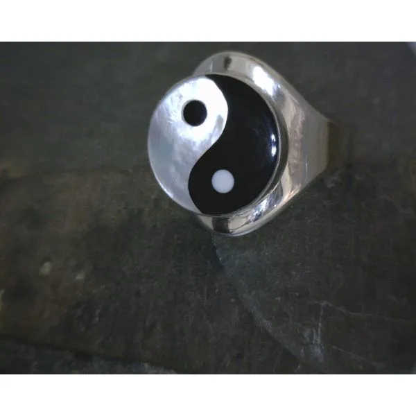 SS Mother Of Pearl & Enamel Yin Yang Ring Vulcan's Forge LLC KANSAS CITY, MO