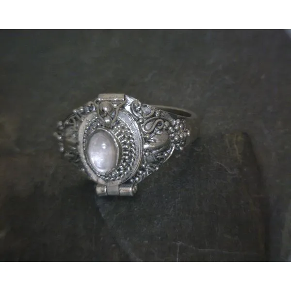 SS BZ Oval Cab Rose Quartz W/ Ornate Details Poison Ring Vulcan's Forge LLC KANSAS CITY, MO