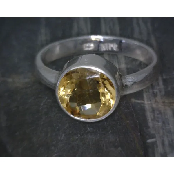 SS Round Checkerboard Cut Citrine Bezel Ring Vulcan's Forge LLC KANSAS CITY, MO
