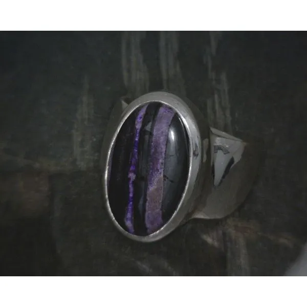 SS Bz Cab Oval Sugilite Ring Vulcan's Forge LLC Kansas City, MO