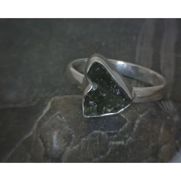 SS BZ Freeform Moldavite Ring Vulcan's Forge LLC KANSAS CITY, MO