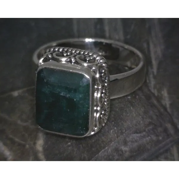 SS Bz Emerald Ct Emerald W Ornate Edge Ring Vulcan's Forge LLC KANSAS CITY, MO