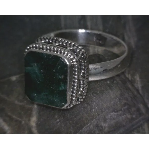 SS Bz Emerald Ct Emerald W Ornate Edge Ring Vulcan's Forge LLC KANSAS CITY, MO
