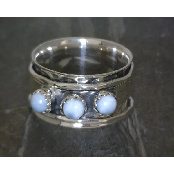 SS Spinner W Bz Round Larimar & Hammered Band Vulcan's Forge LLC KANSAS CITY, MO