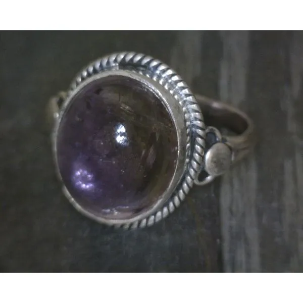 SS Bz Cab Oval Amethyst W Rope Edge Ring Vulcan's Forge LLC KANSAS CITY, MO