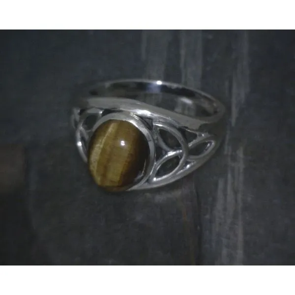 SS Cab Oval Tiger Eye W Trinity Knot Ring Vulcan's Forge LLC KANSAS CITY, MO