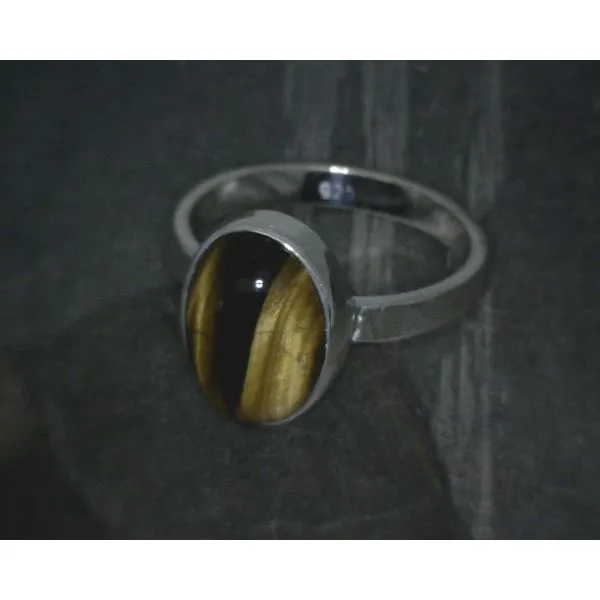SS Bz Cab Oval Tiger Eye Ring Vulcan's Forge LLC KANSAS CITY, MO