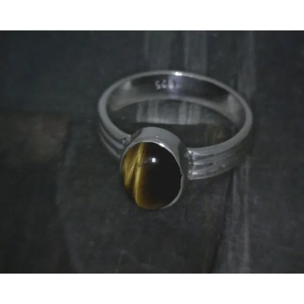 SS Bz Cab Oval Tiger Eye W Triple Band Vulcan's Forge LLC KANSAS CITY, MO