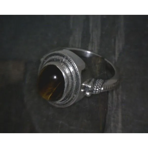SS Bz Cab Oval Tiger Eye W Rope Edge Ring Vulcan's Forge LLC KANSAS CITY, MO