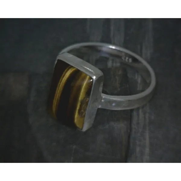 SS Bz Cab Rectangular Tiger Eye Ring Vulcan's Forge LLC KANSAS CITY, MO