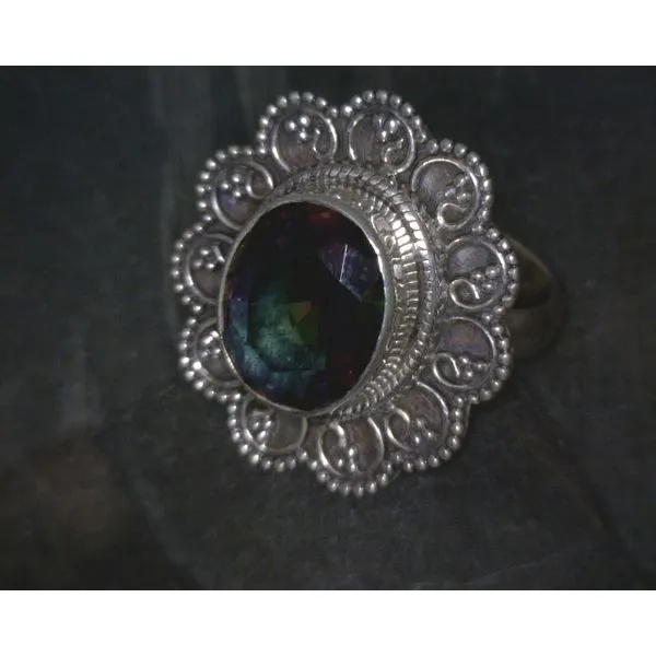 SS Oval Mystic Topaz W Scrollwork Bz Ring Vulcan's Forge LLC KANSAS CITY, MO