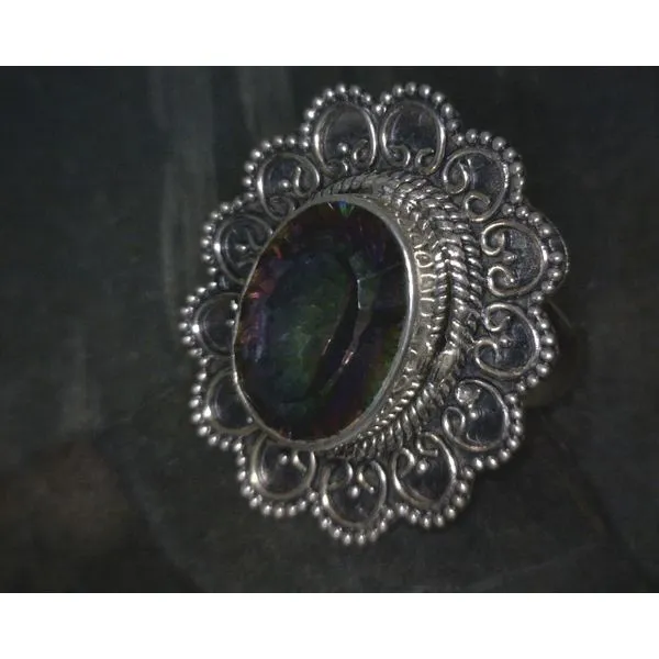 SS Oval Mystic Topaz W Scrollwork Bz Ring Vulcan's Forge LLC KANSAS CITY, MO