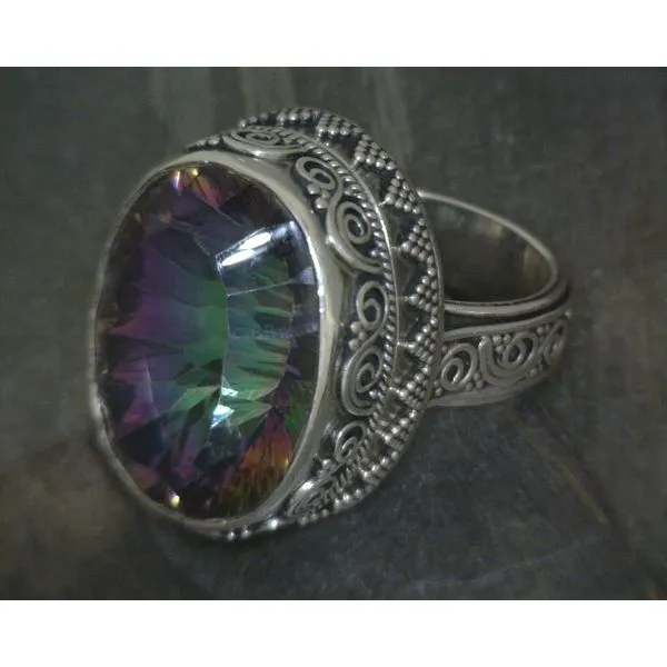 SS Oval Mystic Topaz W Scrollwork Bz Ring Vulcan's Forge LLC KANSAS CITY, MO