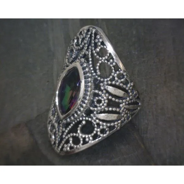SS Marque Mystic Topaz W Scrollwork Bz Ring Vulcan's Forge LLC KANSAS CITY, MO
