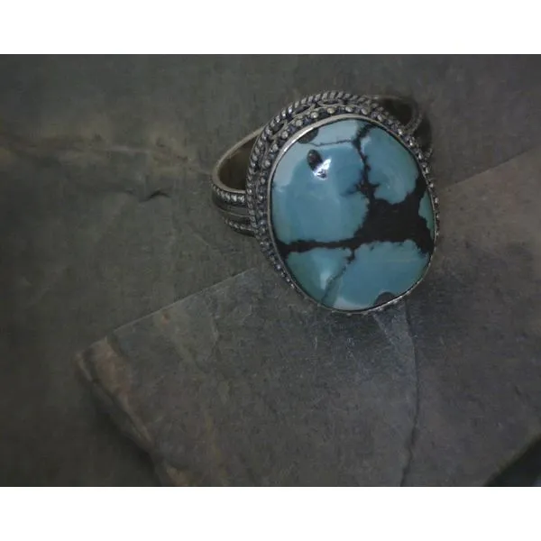 SS Cab  Oval Turquoise  W Scrollwork Bz R Vulcan's Forge LLC KANSAS CITY, MO