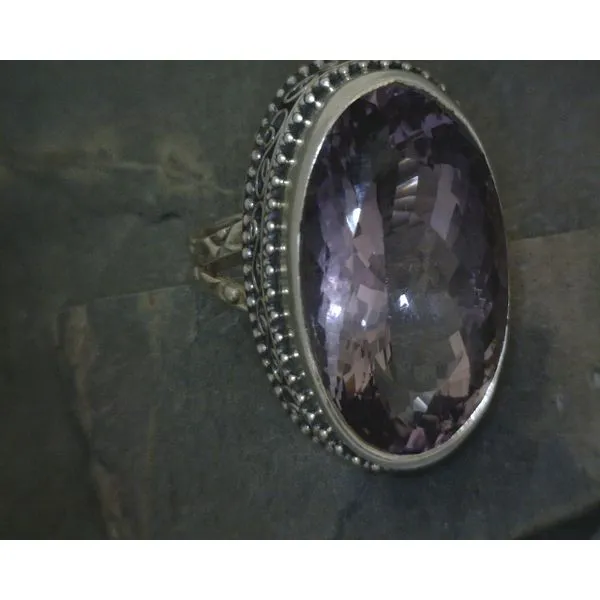 SS Faceted Oval Amethyst W Scrollwork Bz R Vulcan's Forge LLC KANSAS CITY, MO
