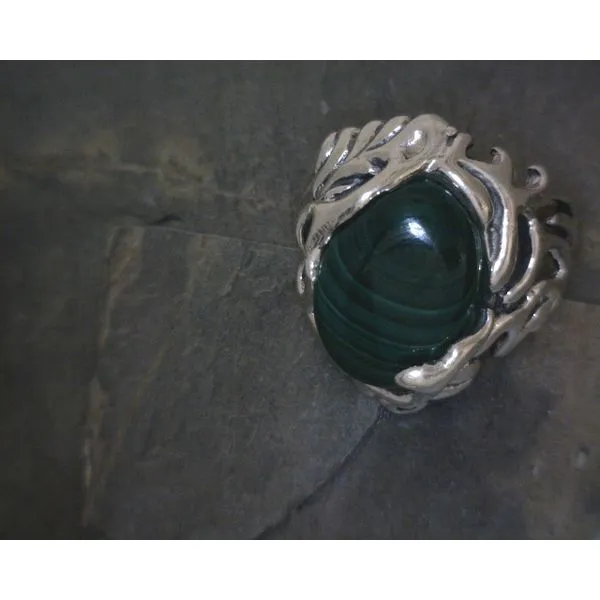 SS Cab Oval Malachite Free Form Ring Vulcan's Forge LLC KANSAS CITY, MO