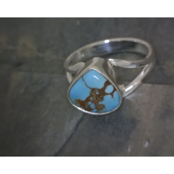 SS BZ Cab Freeform Turquoise Ring Vulcan's Forge LLC Kansas City, MO