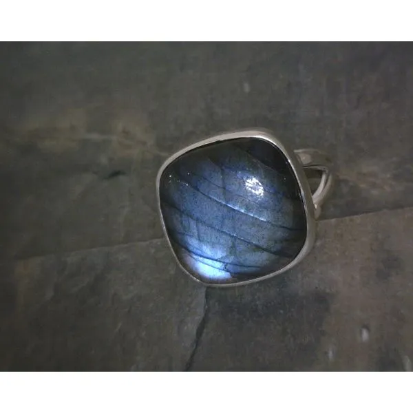 SS BZ Cab Square Labradorite Ring Vulcan's Forge LLC KANSAS CITY, MO