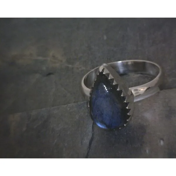SS BZ Cab Teardrop Labradorite Ring Vulcan's Forge LLC KANSAS CITY, MO