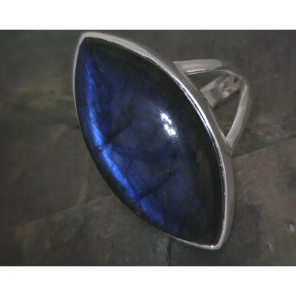 SS BZ Cab Marquis Labradorite Ring Vulcan's Forge LLC KANSAS CITY, MO