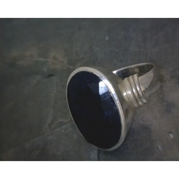 SS BZ Faceted Oval Sapphire Ring Vulcan's Forge LLC KANSAS CITY, MO