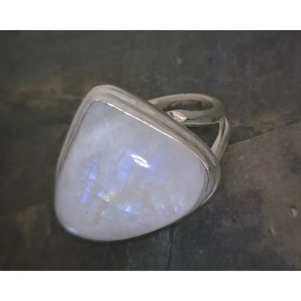 SS BZ Cab Triangle Moonstone  Ring Vulcan's Forge LLC KANSAS CITY, MO