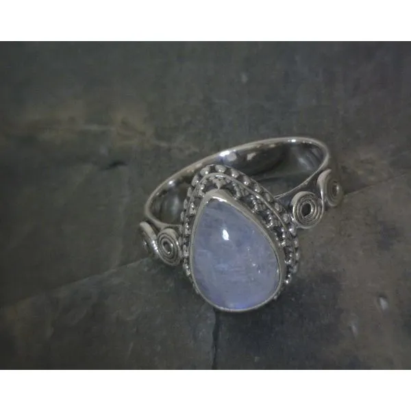 SS Teardrop Moonstone W Detailed Bezel Ring Vulcan's Forge LLC KANSAS CITY, MO