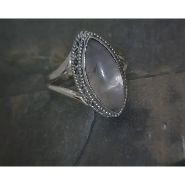 SS Marquis Moonstone Scrollwork Bezel Ring Vulcan's Forge LLC KANSAS CITY, MO