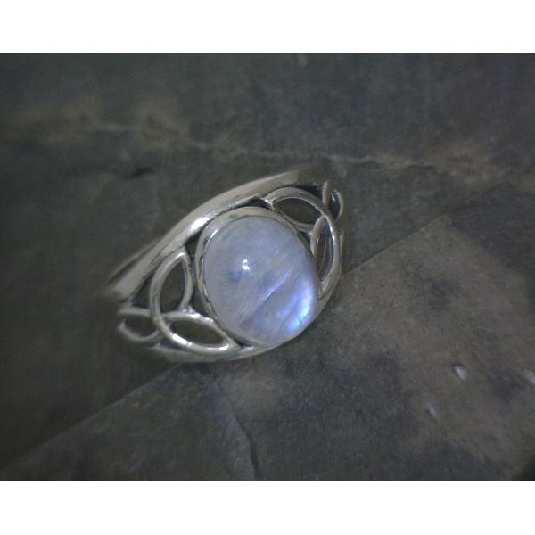 SS BZ Cab Oval Moonstone W/ Celtic Knot Band Ring Vulcan's Forge LLC KANSAS CITY, MO