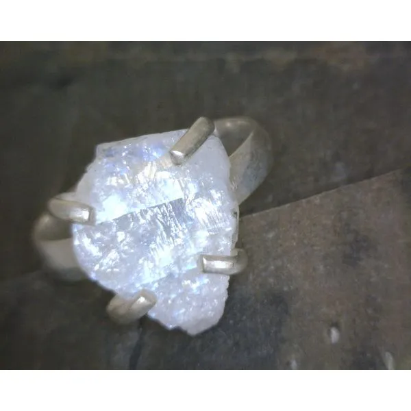 SS Prong Set Freeform Raw Moon Stone RIng Vulcan's Forge LLC KANSAS CITY, MO