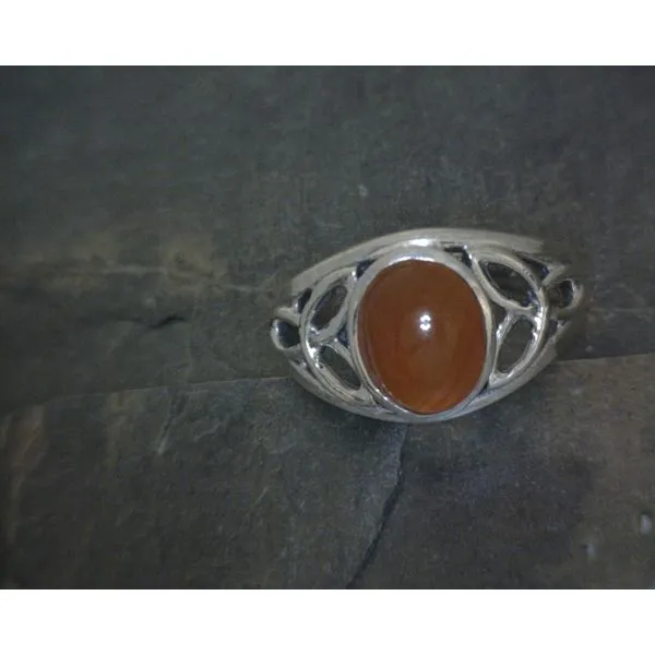 SS BZ Cab Oval Carnelian W Celtic Knot Band Ring Vulcan's Forge LLC KANSAS CITY, MO
