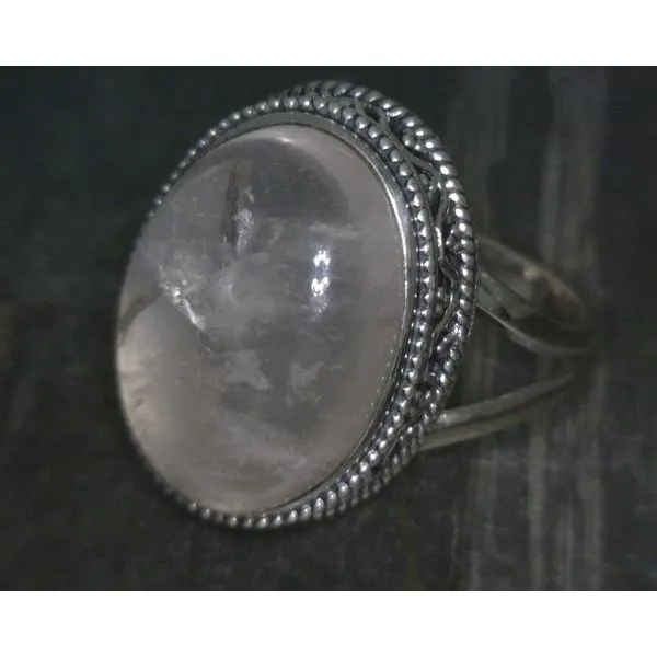 SS Ornate Bz w Cab Oval Rose Quartz Ring Vulcan's Forge LLC KANSAS CITY, MO