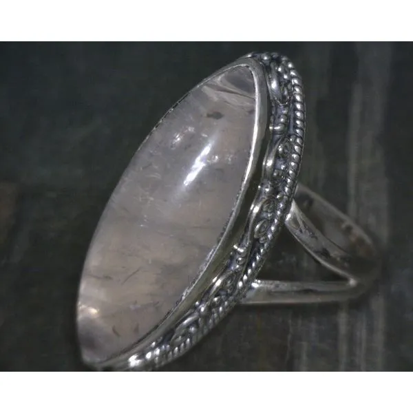 SS Ornate Bz w Cab Marque Rose Quartz Ring Vulcan's Forge LLC KANSAS CITY, MO