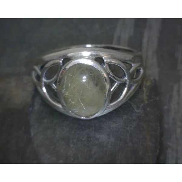 SS Bz Oval  Rutilated Quartz Celtic Knot Band  Ring Vulcan's Forge LLC Kansas City, MO